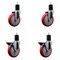 Service Caster 5'' Red Poly Wheel Swivel 1-3/4'' Expanding Stem Caster Set 2 Brakes, 4PK SCC-EX20S514-PPUB-RED-2-PLB-2-134 - alternate 1